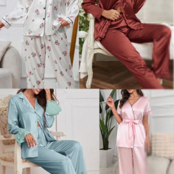 Variety Pack (4 sets) Satin House Coord Set Lounge Wear Set Pajama Set - Picture 1 of 9